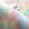 Färgglada mattor Shaggy mattor för vardagsrum sängkläder Rainbow färg mjukt fluffig plysch matta för sovrum heminredning 210928