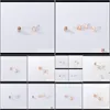 Drop Delivery 2021 Sterling Sier Champagne Gold Zirconia Geometric Stud Earrings for Fashion Women Girls Daughter Jewel Gift 6FHSV