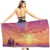 La dernière serviette de plage imprimée 160x80 cm, style Summer surfing Island, crème solaire à fibre ultra-fine et toison double face à séchage, support le logo personnalisé