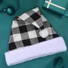 Pom Plaid Plush Hat Christmas Party Dress Up Decoration Santa Cap Gift Adult SN3455