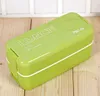 Storage Bags 750ml Double Layers Portable Microwave Lunch Box Bento Boxes Candy Color Food Containers Dinnerware Lunchbox Eco-Friendly
