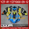 OEM moto corpo para yamaha yzf-r1 yzf1000 yzf 1000 cc r1 2009-2012 bodywork 92No.16 1000cc yzf r1 yzfr1 09 10 11 12 yzf-1000 2009 2010 2011 2012 feiras kit azul branco blk