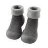 İlk Walkers Çocuk Toddler Bebek Erkek Kız Katı Sıcak Örgü Yumuşak Taban Kauçuk Ayakkabı Çorap Terlik Çorap