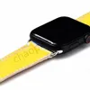 Klockarmband 42mm 38mm 44mm För Iwatch Apple-remmar serie 7 45mm 41mm 3 6 SE-band Lyx Designer Präglingsrem Herr Dam Klockband Epidermal missfärgning Läder