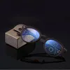 サングラスElbru抗ブルーライト読書メガネプログレッシブマルチフォーカルレディース近くの遠景ラウンドフレーム眼鏡ディオプター1.0 3.5