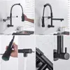 Brushed Spring Pull Down Kitchen Faucet Cold Water Dual Spouts Handheld Shower Kitchen Taps Wall Mounted Kitchen Washing Crane 210724