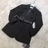 Blazer da donna alla moda casual Abito firmato Giacca monopetto retrò Cappotti da ufficio a maniche lunghe con cintura