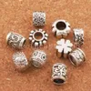 Alloy Flower Dots Spacer Charms Loose Beads Antique Silver Fit European Bracelet Fashion Jewelry Finding LM44 100pcs/lot