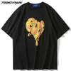 Tees Gömlek Streetwear Hip Hop Köpük Baskı Erime Kalp Punk Kaya Gotik Tişörtleri Harajuku Moda Rahat Tops 210601
