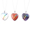 WOJIAER Natural White Opal Quartz GemStone Bead Heart Pendant Necklace Silver Color Healing Reiki 7 Chakra Charm Jewelry BN317