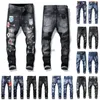 Crachá masculino de 21ss rasgam jeans estriados jeans angustiados motociclista slim fit washed motocicleta jeans de jeans sip hop moda homem calça