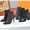 Dames Designer Laarzen Enkelschoen Klassiek Patroon Luipaard Afdrukken Echte Lederen Schoenen Mode Schoen Winterval met Doos EU: 35-41 9858