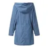 Women's Hooded Jackets Plush Coat Casual Long Sleeve Denim Jacket Long Jean Outwear Overcoat Feminine Coat 210712