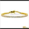 Tennis Hiphop 4Mm Microzircon Bracelet European And American Mens Jewelry Sier Rose Gold Three Colors Litbn E7Wmi