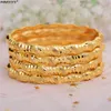 Annayoyo 4 stks Nieuwe Mode 24K Goud Kleur Bruiloft Armbanden Voor Dames Bruid Armbanden Ethiopisch / Frankrijk / Afrikaans / Dubai Sieraden Geschenken Q0720