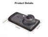 CAR DVR CAMERA DASHCAM VIDEO RECORDER Black Box 4 "1080p Full HD Dual Lens 170 ° + 120 ° WIDE View Angle Night Vision G-Sensor Cycle Recording Motion Detection Parkering Monitor Monitor