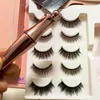 5 par magnetyczny eyeliner i rzęsy Zestaw objętościowy puszysty naturalny wygląd fałszywy rzęsy bez kleju Wispie