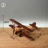 Wooden Vintage Handmade Airplane Scale Model Ornaments Decor Creative Home Desktop Retro Aircraft Decoration Toy Gift Collection 211105