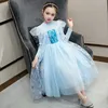 Tjejklänningar Flower Girl for Weddings High Collar Full Sleeves Kids Party Communion Gowns Sequined Princess Dress