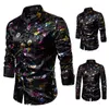 Discothèque à la mode Sexy Brillant Design Modèle Mode Homme Revers Bar Party Halloween Casual Chemise À Manches Longues Hommes Vêtements 210524