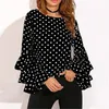 Frauen Polka Dot Blusas Shirts Frühling Mode O Hals Langarm Bluse Femininas Casual Tops Plus Größe 4XL 5XL Hemd 210410