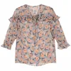 Женские вершины и блузки женские рубашки Ruffled шифоновая рубашка пружина газовая маленькая рубашка мода цветочный дикий был тонким 2742 50 210528