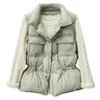 Gilet in piumino d'anatra bianco moda donna inverno casual doppio petto colletto alla coreana cappotto corto sottile 210520