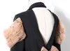 Kobiety Backless Ladies Black Blazer Płaszcz Belt Mesh Bow Szycie Damska Kurtka Kurtka Nieregularna Długa Ne5o Garnitury Blazers