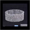 Wedding Armbanden 10 stks 110 rijen Rhinestone Oostenrijk CZ Crystal Bruid Rettery Bangle polsbandje sieradenarmband