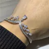 Luksusowa Biżuteria 100% 925 Sterling Silver Water Drop White Diamond Regulowany Bangle Party Kobiety Wedding Bridal Bridble