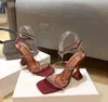 Chain sandals women's spring and summer square head peep toe wine cup with a word thin belt Roman women's high heels