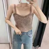 Sexy Sans Manches Camis Femmes Solide Casual Bralette Crop Top Lady Brillant Coton Bustier Courte Longueur Gilet D'été Recadrée Feminino 210414