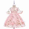 Retail Style Half Sleeves Embroidery Flower Party Dress for Girls Children Elegant Princess 0-8 Years E5015 210610