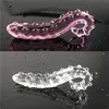 Pink White Hippocampus Tentacle Textured Sensual Glass Dildo Realistic Adults Butt Plug Sex Toys for Women Anal 211108