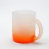 US Warehouse 11oz sublimação gradiente fosco canecas de vidro de transferência térmica copo de vidro em branco com alça garrafa de água de café diy b6