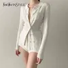 TWOTYLE Cardigan lavorato a maglia bianco Donna scollo a V manica lunga Taglia unica Maglione sottile per donna Abbigliamento moda Autunno 210914