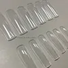 240pcsset XXL Square Full Cover Clear Press On False Nail Tips Extra Long Nails Straight Shape Fake Tip Manicure Tool2776999