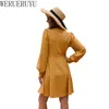 Long Sleeve Elegant Knitted Dress Women 2021 Autumn Winter Mini Clothing Bohemia Sexy Short Harajuku A-Line Ladies Dresses Y1006