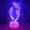 Настольные лампы 3D Дельфин Led Illusion Night Lamp Настольные светильники 16 цветов, меняющиеся с дистанционным оптическим прикроватным столиком для детской комнаты8664975