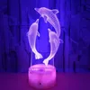 Table Lamps 3D Dolphin Led Illusion Night Lamp Desk Lights 16 Colours Changing With Remote Optical Bedside For Kids Room2825