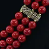 Kolczyki Naszyjnik Urocze czerwone okrągłe koraliki Afrykańskie zestawy biżuterii