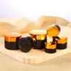 5g 10g 15g 20g 30g 50g Amber Glass Cream Jar Refillable Bottle Cosmetic Makeup Storage Container with Gold Silver Black Lids Screw Cap