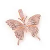 Rose Gold Pink Butterfly Pendant Charm 4mm Tennis Chain 16inch 20inch Hip Hop Necklace Rapper Rock Men Women Jewelry