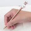 Stylo à bille en métal avec grosses perles colorées, cristal et diamant, fournitures d'écriture de bureau pour étudiants, vente en gros