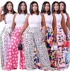 S-3XL Mujeres Pierna ancha Pantalones de cintura alta Moda Sexy Carta Impreso Tallas grandes Leggings con bolsillos Faldas Ropa de mujer para otoño y primavera