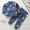 Vinter barn kläder sätter varma fleece pyjamas för pojkar tjejer tjockna barn dinosaur sömnkläder baby termiska underkläder pyjamas 210908
