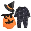 Mudkingdom Boys Boys Girls Rompers Outfits с длинным рукавом Baby Halloween Costume Hat 3 шт. Одежда для детей 210615