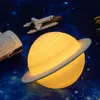 3D Printing Saturn Moon Lamp Night Light Touch / Pat Control 16 Цвета Удаленные дети Подарки Спальня Decor Y0910