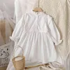 Printemps automne nouvelle dentelle bébé filles robes de princesse Style coréen tout-petits enfants Cotumes vêtements de fête robe de princesse blanche G1129