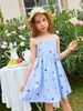 Girls Gingham & Floral Print Tie Shoulder Cami Dress SHE